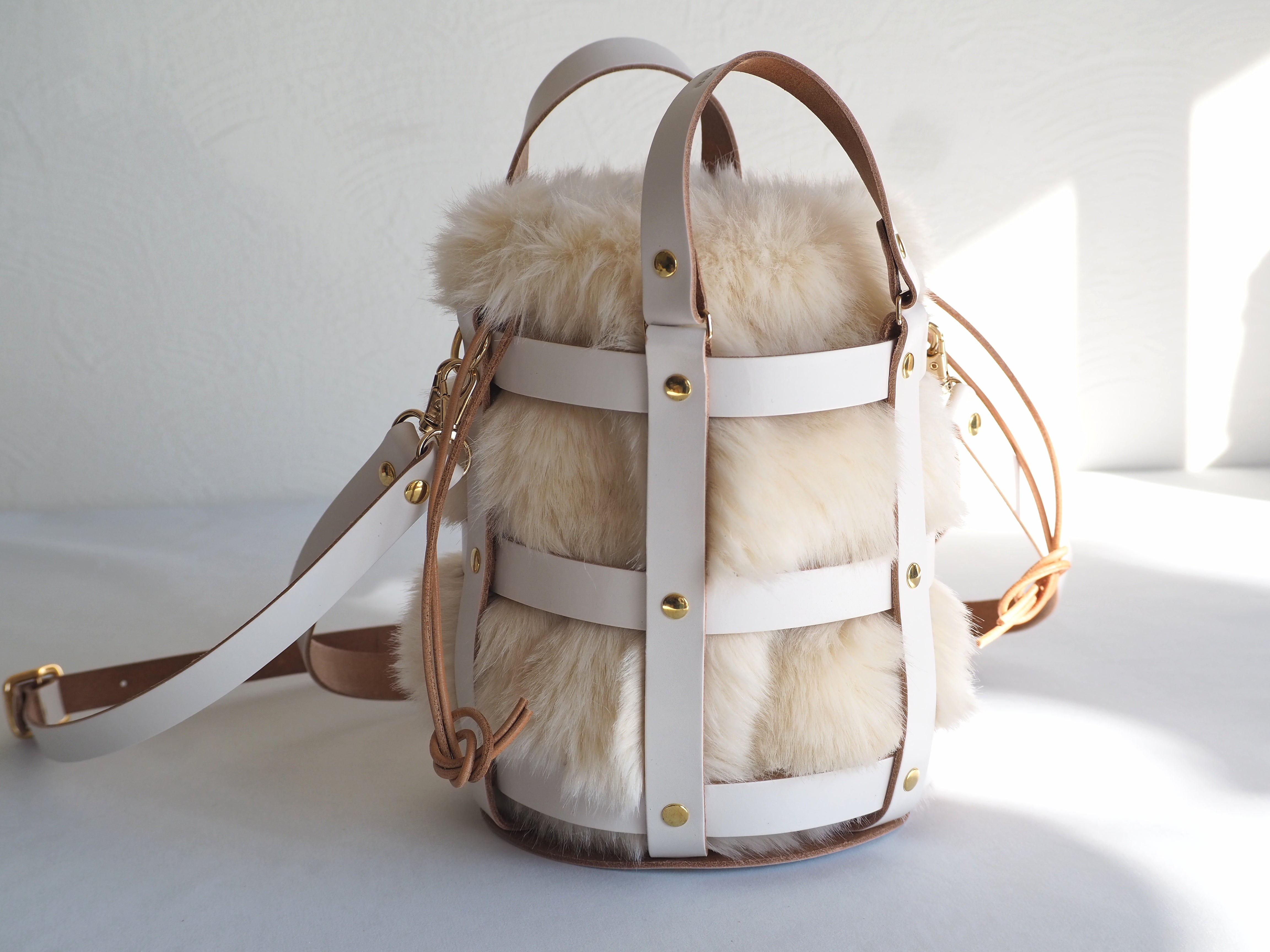 完売御礼＜期間限定・数量限定＞ プチレザーバスケット-FUR巾着 ALL