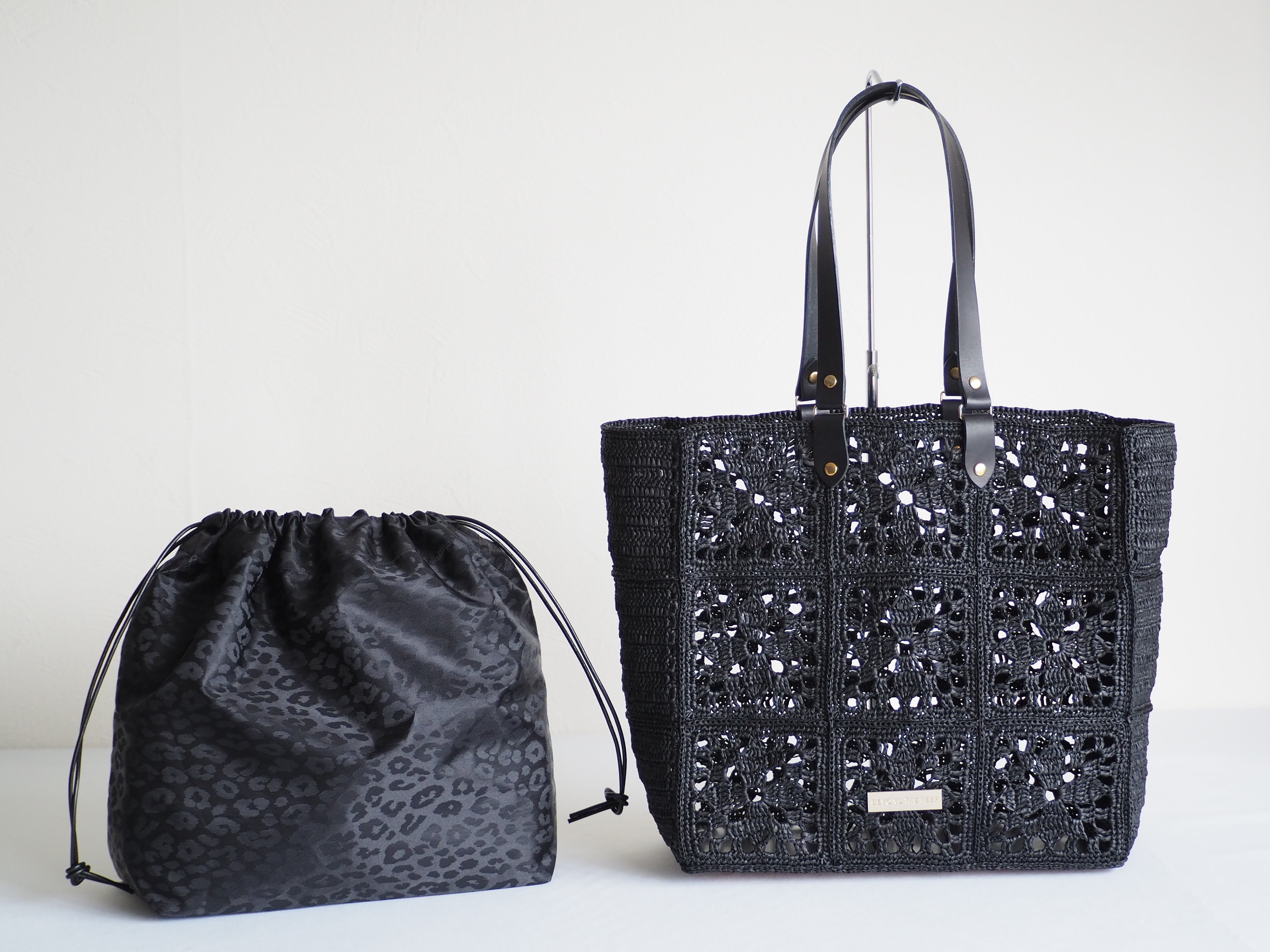 BEYOND THE REEF プチヘンプ　BLK ファー　カゴバッグ BEYOND THE REEF プチヘンプ BLK ファー カゴバッグ