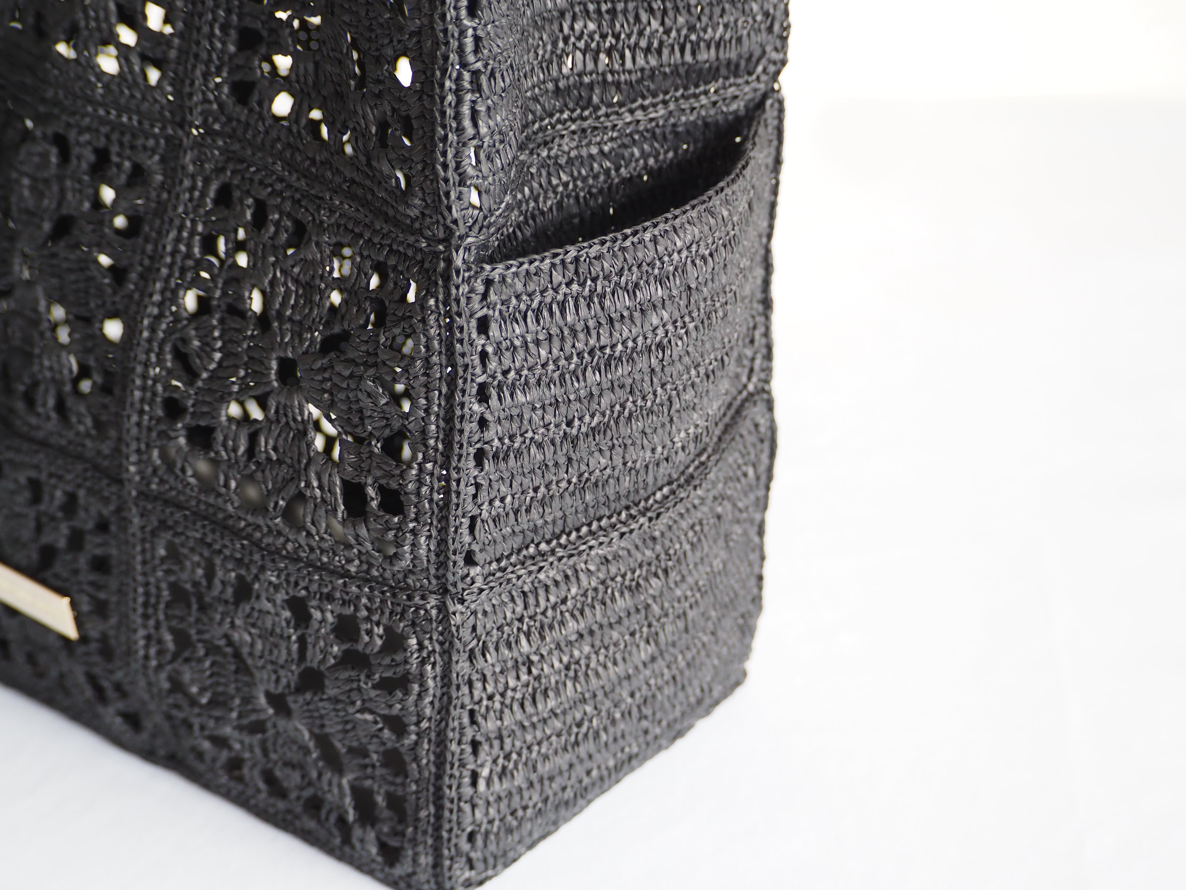 BEYOND THE REEF プチヘンプ　BLK ファー　カゴバッグ BEYOND THE REEF プチヘンプ BLK ファー カゴバッグ
