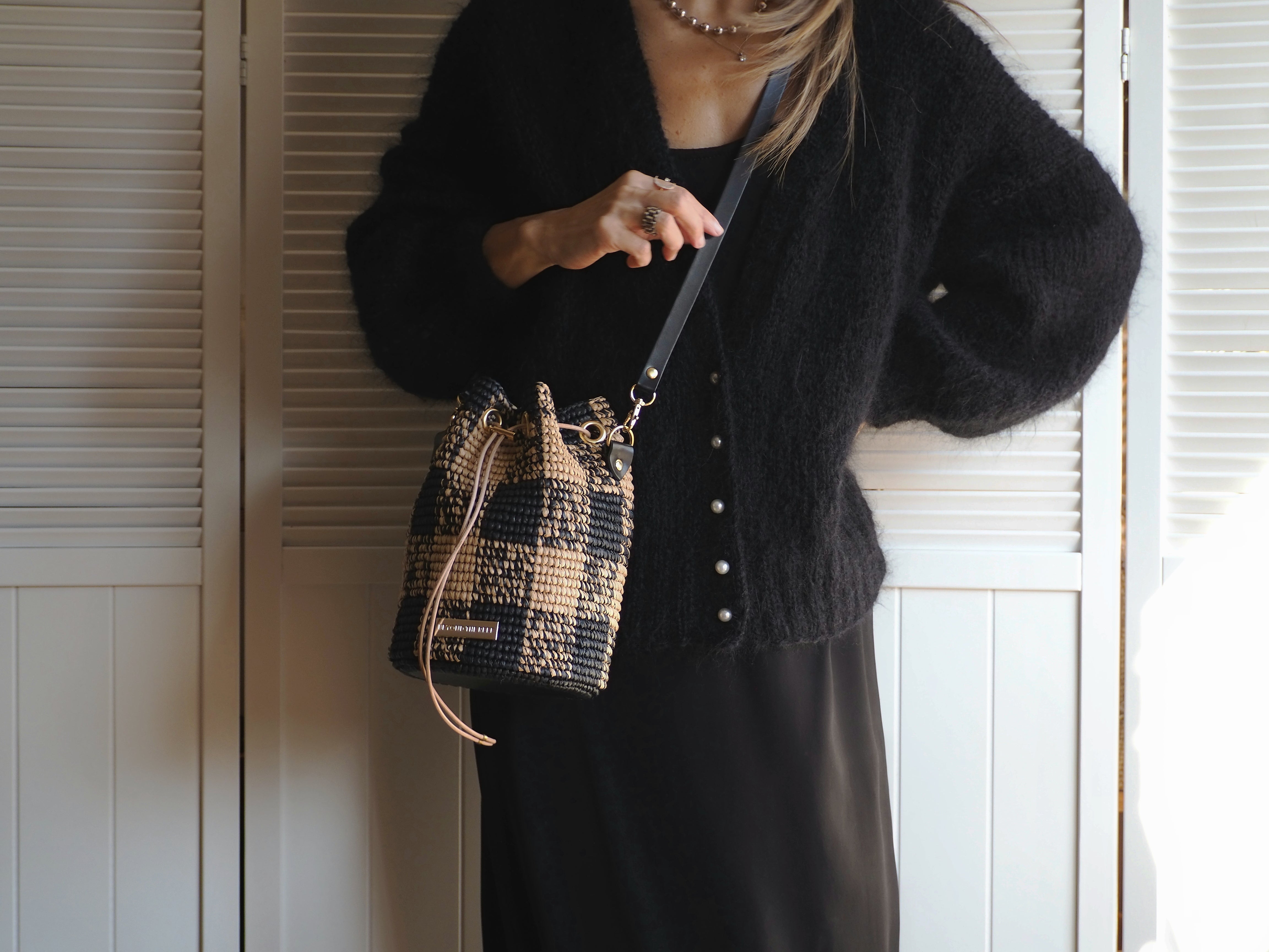 【キット】Gingham borsa / プチレザーバスケット- ギンガム